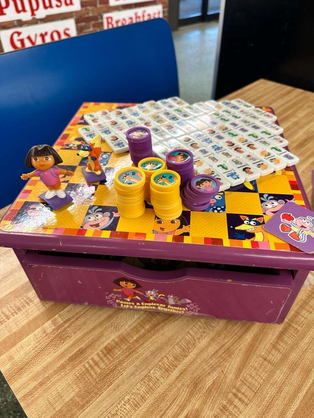 Dora the Explorer 7-in-1 Wooden Game House with Drawer and Figurines